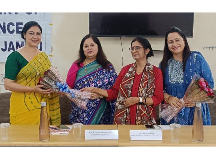 Dignitaries at parent enrichment programme in Jammu University on Wednesday.