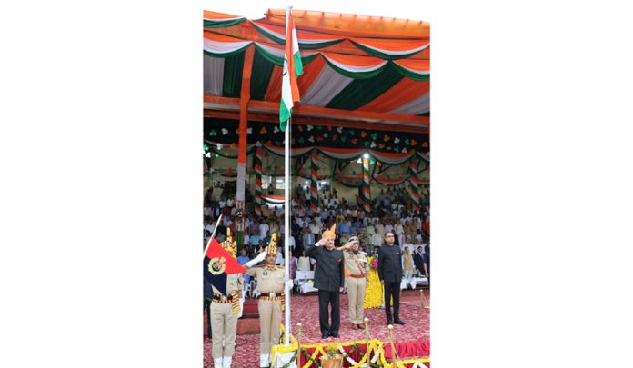 Advisor R R Bhatnagar saluting Tricolour at MA Stadium.