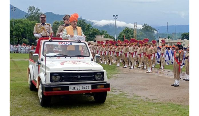 DDC Reasi Chairman inspecting Independence Day parade.