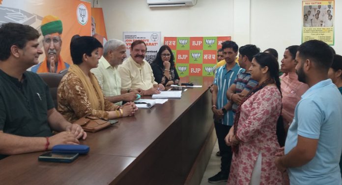 BJP leaders at a public darbar at Jammu on Thursday.