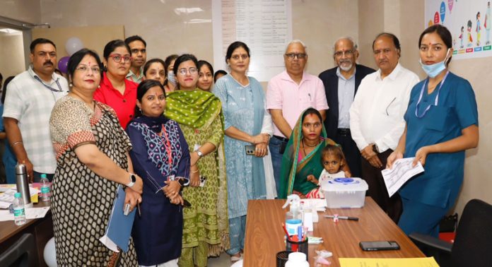 ED & CEO of AIIMS Jammu, Prof (Dr) Shakti Kumar Gupta and other officials at Immunization Clinic of the Institute.