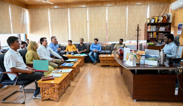 DC Kargil, Shrikant B Suse, chairing a meeting of the officers ahead of Ladakh Zanskar Festival on Saturday.