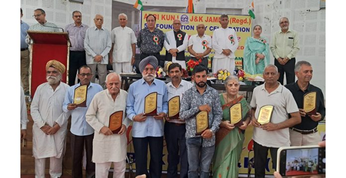 Participants & awardees at Abdi Kunj golden jubilee celebrations on Saturday.