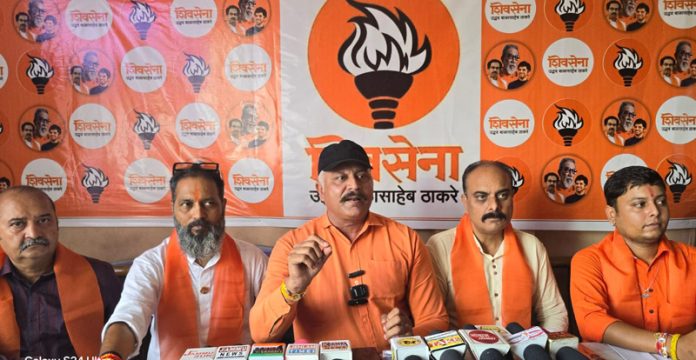 Shiv Sena leaders during a press conference at Jammu on Saturday.