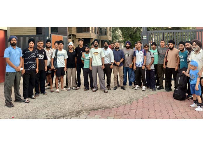 Eighteen-member Junior National Hockey Team (Men) of Jammu and Kashmir posing for a group photograph before leaving to Jalandhar (Punjab), to participate in the prestigious 14th Hockey India Junior National Championship (Men), scheduled to take place from September 9th to 19th.