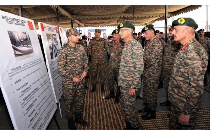 Northern Command chief Lt Gen MV Suchindra Kumar at Him Tech Symposium in Ladakh.