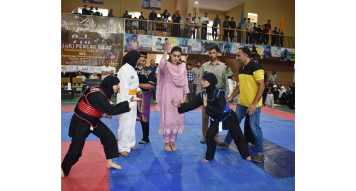 Nuzhat Gul, Secretary JKSC inaugurating 9th JK-UT Pencak Silat Championship at Srinagar.