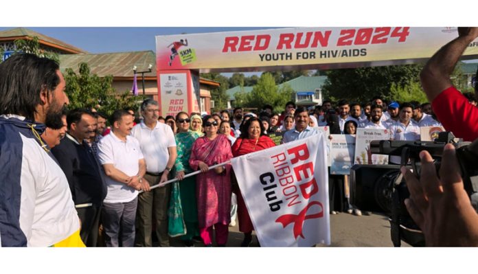 VC University of Kashmir along with others flagging off Walkathon on Saturday.