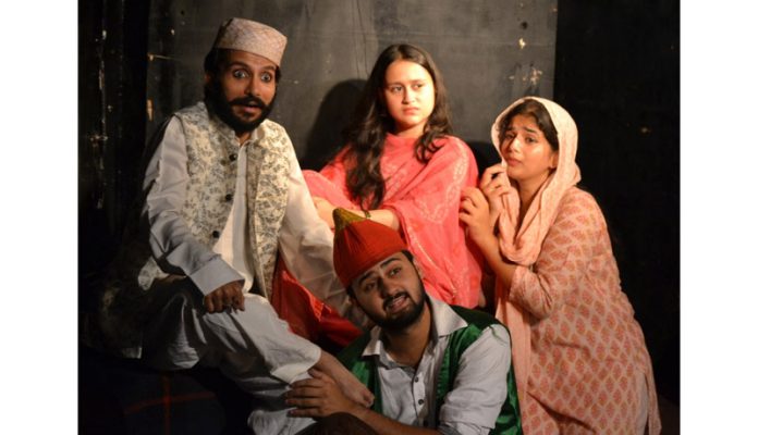 A scene from the play ‘Kissa Badal Gaya’ being staged at Jammu on Sunday.