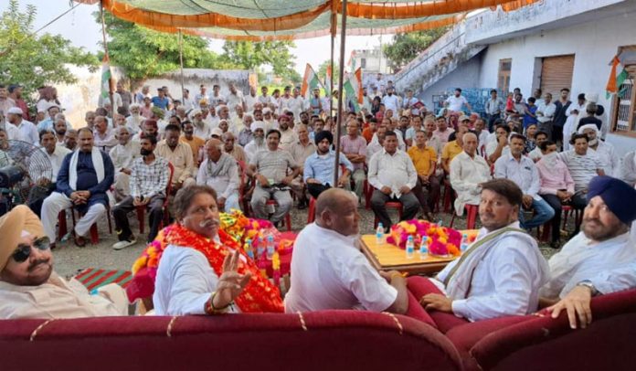 Cong leader Raman Bhalla during public meeting in Jammu South.