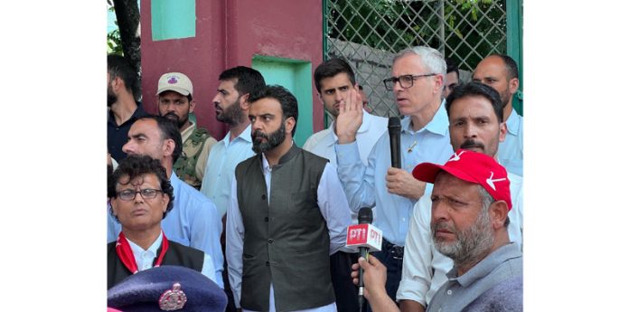 NC vice president Omar Abdullah during a campaign in Budgam.