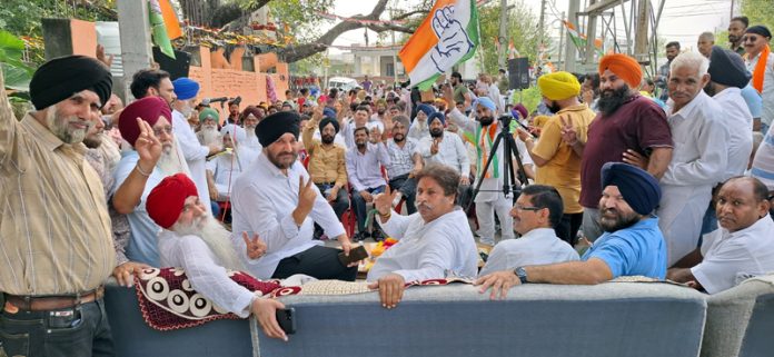 JKPCC working president Raman Bhalla at a public rally in Jammu South on Saturday.