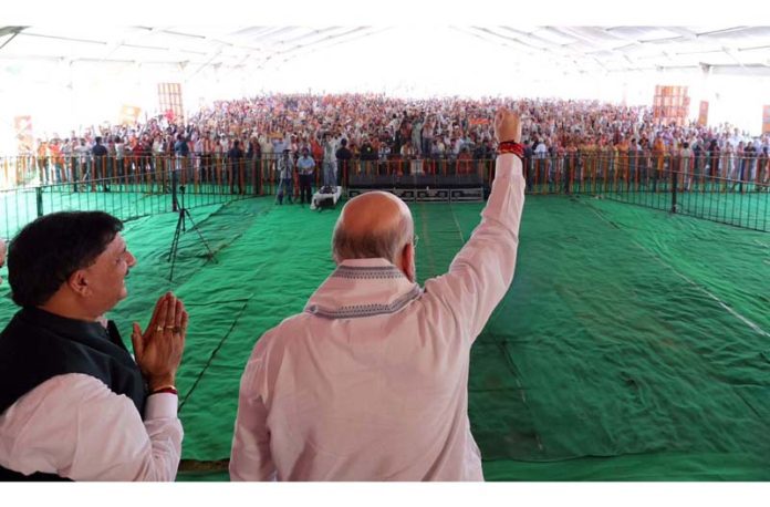 Union Home Minister Amit Shah addressing a mammoth rally on Saturday.