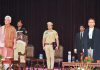 LG administering oath to Chief Justice Tashi Rabstan.