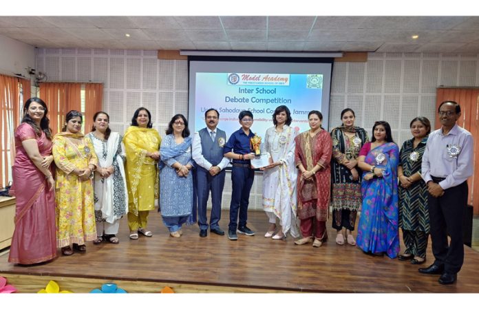 School Management posing along with a winner during award ceremony at Jammu.