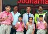 Jodhamal skaters posing along with school management.