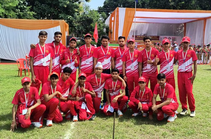 J&K U-17 Cricket team posing for group photograph during 53rd KVS National Sports Meet Cricket Tournament at Lucknow.