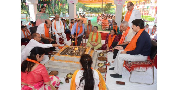 Dignitaries performing Hawan at MHAC School Nagbani.