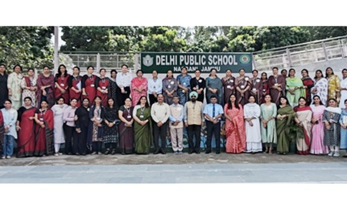 Educators from various CBSE affiliated schools from Jammu Region posing for group photograph.