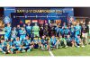 Indian Football team posing with trophy at Bhutan.