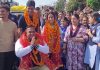 Sheetal Devi and Rakesh Kumar receiving grand reception at Reasi on Saturday.