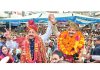 Union Minister Dr Jitendra Singh with BJP candidate Balwant Singh Mankotia during public rally at Chenani on Wednesday.