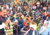 Union Minister Dr Jitendra addressing a BJP election public meeting in remote Chhatru area of Inderwal Assembly constituency on Friday.