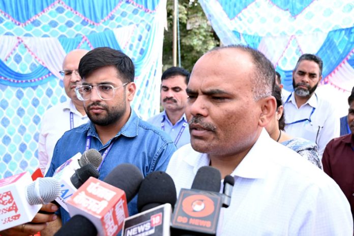 CEO, J&K Pandurang K Pole interacting with media at Rajouri on Wednesday.