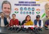 Supriya Shrinate spokesperson of AICC addressing a press conference in Srinagar on Saturday. -Excelsior/Shakeel