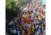 Members of Yuva Rajput Sabha taking out rally in Jammu on birth anniversary of Maharaja Hari Singh. — Excelsior/Rakesh