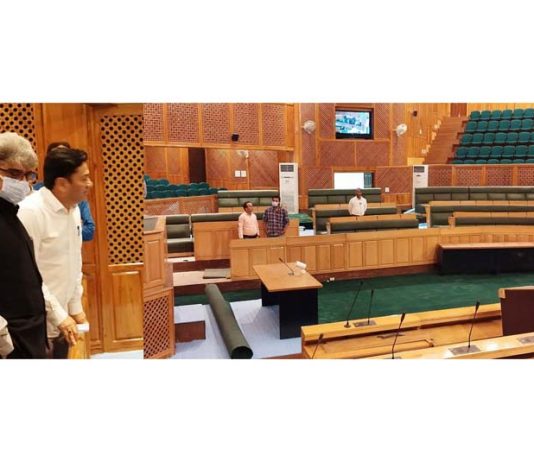 Chief Secretary Atal Dulloo during visit to Legislative Assembly Complex at Srinagar on Monday.