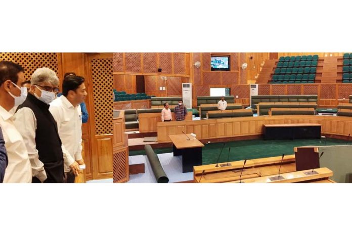 Chief Secretary Atal Dulloo during visit to Legislative Assembly Complex at Srinagar on Monday.