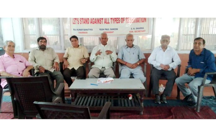 GCPF leaders during a press conference at Jammu on Saturday.