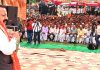 Union Minister Dr Jitendra Singh addressing BJP election public rally at Bani on Wednesday.