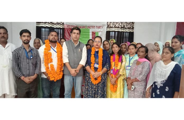 NAUP leaders posing for a photograph after announcing three candidates for LA polls.