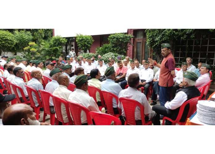 Senior BJP leader Devender Singh Rana addressing a meeting on Thursday.