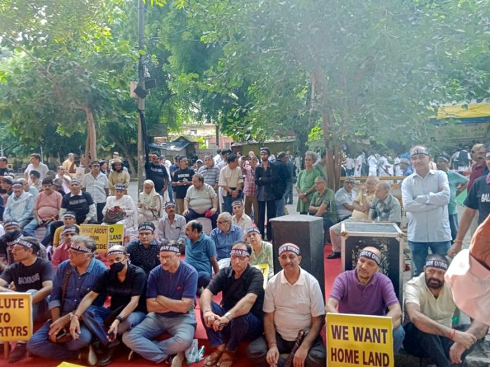 Various KP organisations holding a protest rally at Jantar Mantar, New Delhi on Saturday.