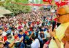 NC vice president Omar Abdullah addressing a rally in Budgam.