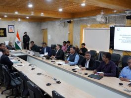 LG Ladakh, Brig (Retd) Dr BD Mishra, chairing a meeting in Leh on Monday.