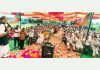 Senior BJP leader Surjeet Singh Slathia addressing a public rally in Vijaypur on Sunday.