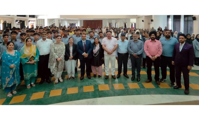 Yashpal Sharma, Special Judge Fast Track (POCSO), Jammu along with other dignitaries posing during a programme.