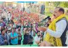 Union Minister Dr Jitendra Singh addressing election meeting in Kathua Assembly constituency on Saturday.