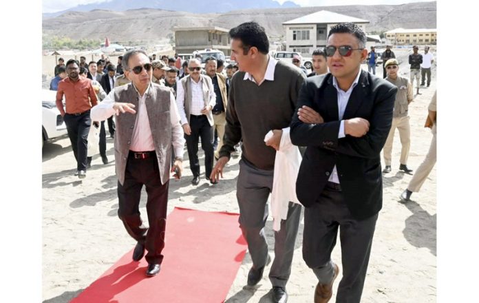 Chief Justice (A) Tashi Rabstan during visit at a construction site on Friday.