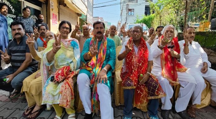 BJP candidate for Jammu West, Arvind Gupta during a public meeting on Sunday.