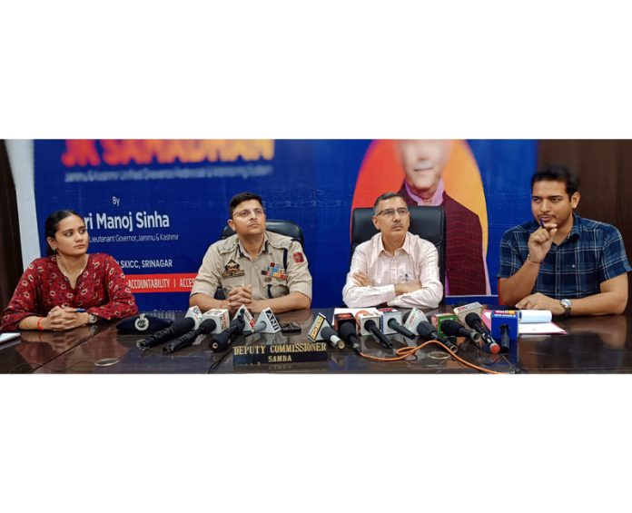 DEO Rajesh Sharma and others during press conference on Tuesday.