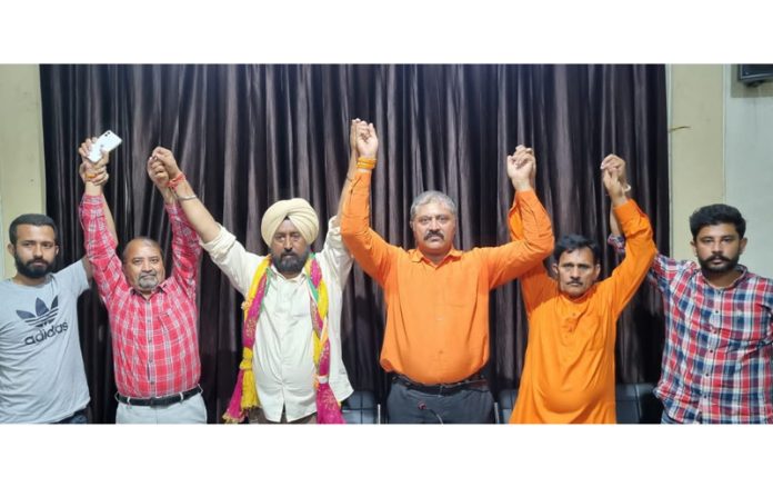 Shiv Sena, State head, Manish Sahni addressing a press conference in Jammu on Thursday.