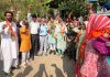 BJP candidate from Udhampur East and former MLA R S Pathania during campaigning on Saturday.