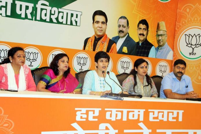 BJP leaders at a press conference at Jammu on Friday. -Excelsior/Rakesh