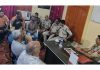 SP South Ajay Sharma chairing a meeting at Bagh-e-Bahu on Monday.