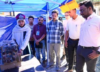 Students showing stalls during District-Level Kala Utsav in Kargil.